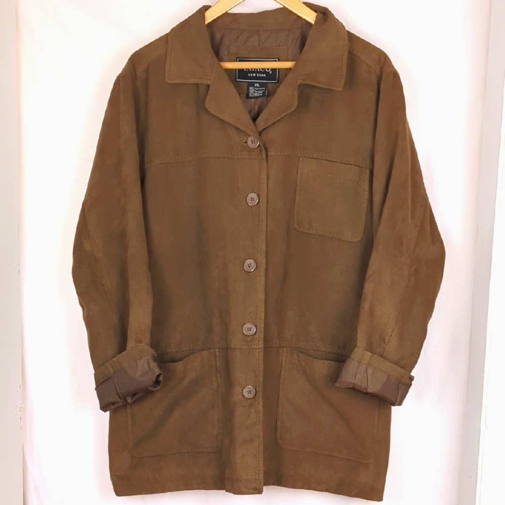 COACO Women's XL Brown Suede Utility Jacket